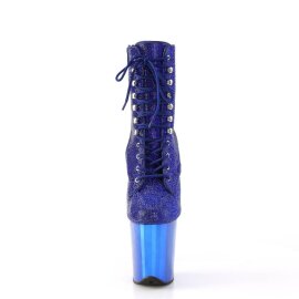 Pleaser FLAMINGO-1020CHRS Plateau Ankle Boots Rhinestones Chrome Blue EU-40 / US-10