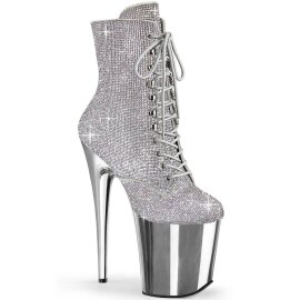 Pleaser FLAMINGO-1020CHRS Plateau Ankle Boots Rhinestones...