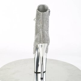 Pleaser FLAMINGO-1020CHRS Plateau Ankle Boots Rhinestones Chrome Silver EU-35 / US-5