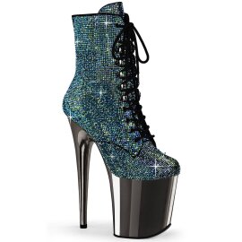 Pleaser FLAMINGO-1020CHRS Plateau Ankle Boots Rhinestones...