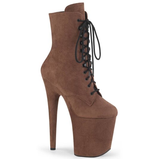 Pleaser FLAMINGO-1020FS Plateau Ankle Boots Faux Suede Caramel EU-41 / US-11