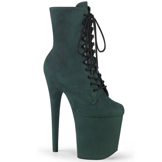 Pleaser FLAMINGO-1020FS Plateau Ankle Boots Suede Green EU-35 / US-5
