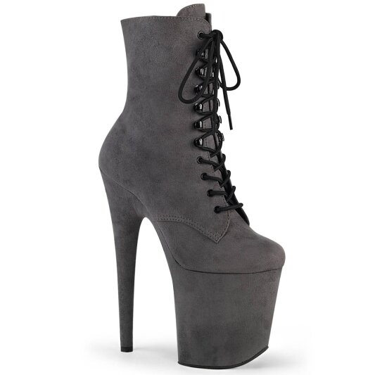 Pleaser FLAMINGO-1020FS Plateau Ankle Boots Faux Suede Grey EU-35 / US-5