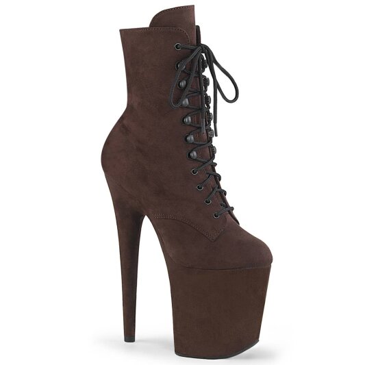 Pleaser FLAMINGO-1020FS Plateau Ankle Boots Faux Suede Mocha EU-35 / US-5