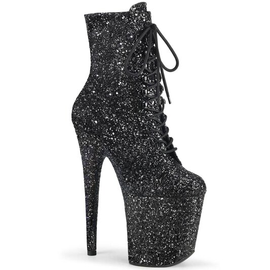Pleaser FLAMINGO-1020GWR Plateau Ankle Boots Glitter Black EU-35 / US-5