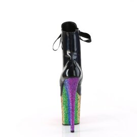 Pleaser FLAMINGO-1020HG Plateau Ankle Boots Patent Glitter Black Colorful EU-36 / US-6
