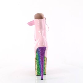 Pleaser FLAMINGO-1020HG Plateau Ankle Boots Patent Glitter Light Pink Colorful EU-35 / US-5