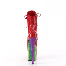 Pleaser FLAMINGO-1020HG Plateau Ankle Boots Patent Glitter Red Colorful EU-35 / US-5