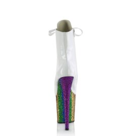 Pleaser FLAMINGO-1020HG Plateau Ankle Boots Patent Glitter White Colorful EU-36 / US-6