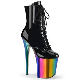 Pleaser FLAMINGO-1020RC Plateau Ankle Boots Patent Chrome...