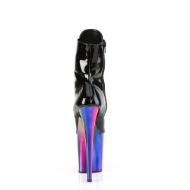 Pleaser FLAMINGO-1020RC Plateau Ankle Boots Patent Chrome Black Colorful EU-35 / US-5