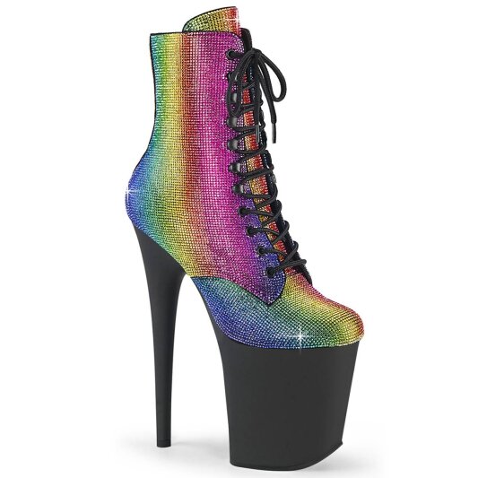 Pleaser FLAMINGO-1020RS Plateau Ankle Boots Rhinestones Colorful EU-35 / US-5