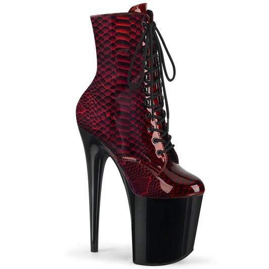Pleaser FLAMINGO-1020SP Plateau Ankle Boots Patent Snake Red EU-35 / US-5