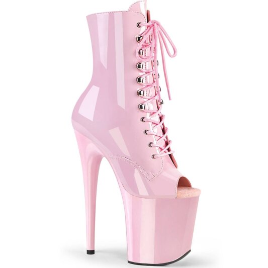Pleaser FLAMINGO-1021 Plateau Ankle Boots Patent Light Pink EU-39 / US-9