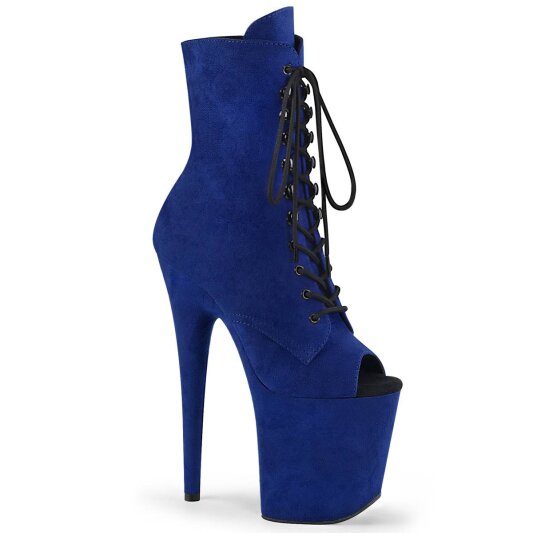 Pleaser FLAMINGO-1021FS Plateau Ankle Boots Faux Suede Blue EU-42 / US-12