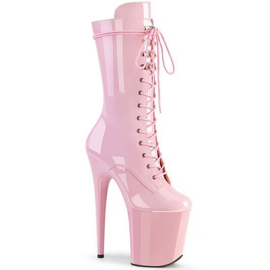 Pleaser FLAMINGO-1050 Plateau Ankle Boots Patent Light Pink EU-42 / US-12