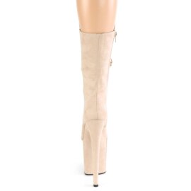 Pleaser FLAMINGO-1050FS Plateau Ankle Boots Faux Suede Beige EU-40 / US-10