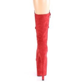 Pleaser FLAMINGO-1050FS Plateau Ankle Boots Faux Suede Red EU-42 / US-12