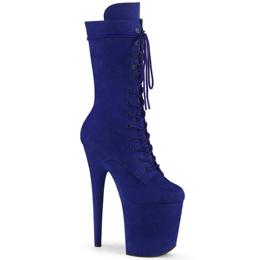 Pleaser FLAMINGO-1050FS Plateau Ankle Boots Faux Suede Blue EU-42 / US-12