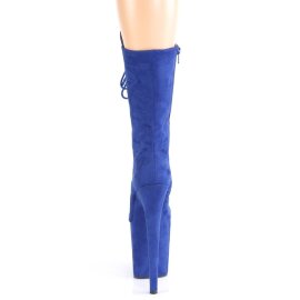 Pleaser FLAMINGO-1050FS Plateau Ankle Boots Faux Suede Blue EU-42 / US-12