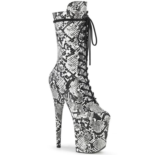 Pleaser FLAMINGO-1050SP Plateau Ankle Boots Snake Black White EU-35 / US-5