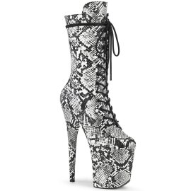 Pleaser FLAMINGO-1050SP Plateau Ankle Boots Snake Black White EU-35 / US-5