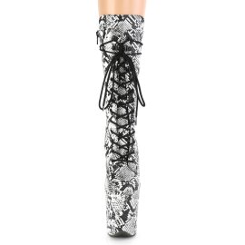 Pleaser FLAMINGO-1050SP Plateau Ankle Boots Snake Black White EU-37 / US-7