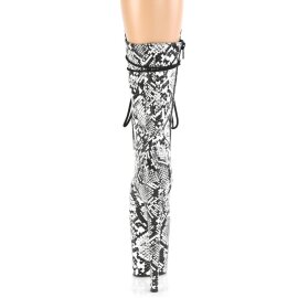 Pleaser FLAMINGO-1050SP Plateau Ankle Boots Snake Black White EU-37 / US-7