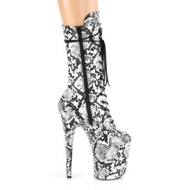Pleaser FLAMINGO-1050SP Plateau Ankle Boots Snake Black White EU-38 / US-8