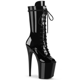 Pleaser FLAMINGO-1051 Plateau Ankle Boots Patent Black EU-37 / US-7