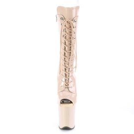 Pleaser FLAMINGO-1051 Plateau Ankle Boots Patent Nude EU-42 / US-12