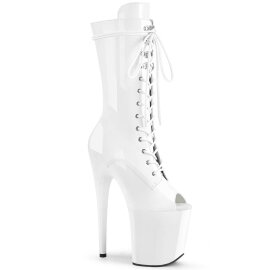 Pleaser FLAMINGO-1051 Plateau Ankle Boots Patent White EU-38 / US-8