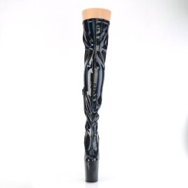 Pleaser FLAMINGO-3000HWR Plateau Overknee Boots Patent Holo Black EU-35 / US-5