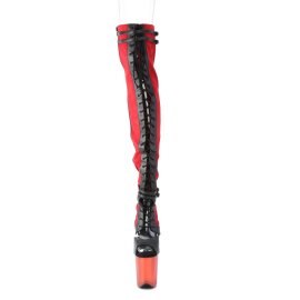 Pleaser FLAMINGO-3027 Plateau Overknee Boots Faux Suede Red EU-41 / US-11
