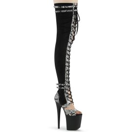 Pleaser FLAMINGO-3027SP Plateau Overknee Boots Snake Black EU-41 / US-11