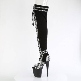 Pleaser FLAMINGO-3027SP Plateau Overknee Boots Snake Black EU-41 / US-11