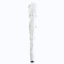 Pleaser FLAMINGO-3028 Plateau Overknee Boots Patent White...