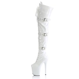 Pleaser FLAMINGO-3028 Plateau Overknee Boots Patent White EU-38 / US-8