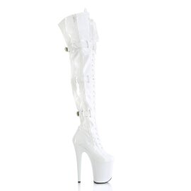 Pleaser FLAMINGO-3028 Plateau Overknee Boots Patent White EU-38 / US-8