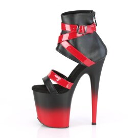 Pleaser FLAMINGO-800-15 Plateau Ankle Boots Faux Leather Red Black EU-36 / US-6