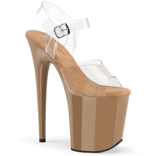 Pleaser FLAMINGO-808 Plateau Sandalettes Transparent Toffee EU-38 / US-8