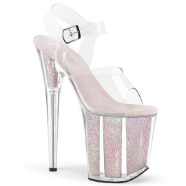 Pleaser FLAMINGO-808G Plateau Sandalettes Glitter Transparent Light Pink EU-37 / US-7