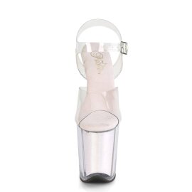 Pleaser FLAMINGO-808G Plateau Sandalettes Glitter Transparent Light Pink EU-37 / US-7