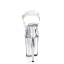 Pleaser FLAMINGO-808G Plateau Sandalettes Glitter Transparent Light Pink EU-37 / US-7