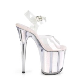 Pleaser FLAMINGO-808G Plateau Sandalettes Glitter Transparent Light Pink EU-37 / US-7