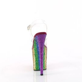 Pleaser FLAMINGO-808RBG Plateau Sandalettes Glitter Transparent Colorful EU-35 / US-5