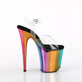 Pleaser FLAMINGO-808RC Plateau Sandalettes Chrome Transparent Colorful EU-38 / US-8