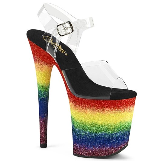 Pleaser FLAMINGO-808RG-04 Plateau Sandalettes Glitter Transparent Colorful EU-35 / US-5