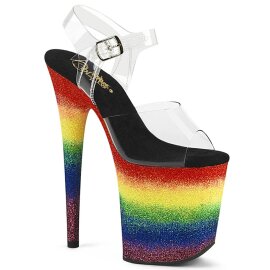 Pleaser FLAMINGO-808RG-04 Plateau Sandalettes Glitter Transparent Colorful EU-35 / US-5