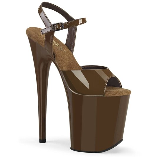 Pleaser FLAMINGO-809 Plateau Sandalettes Patent Mocha EU-37 / US-7